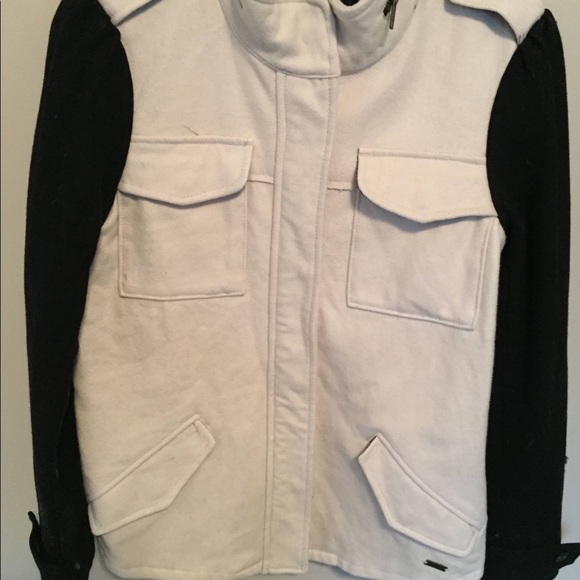 Maison Scotch cream and black wool coat Size 2 - Picture 2 of 5